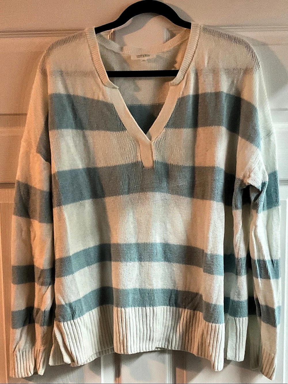 Haven Well Within Striped Linen Blend V-Neck Sweater XL
